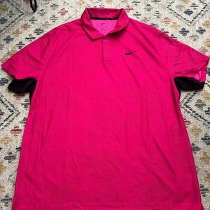 NWOT Sz XL Men’s Nike Dri-Fit ADV Tiger Woods Polo Pink with Black Golf Sporty